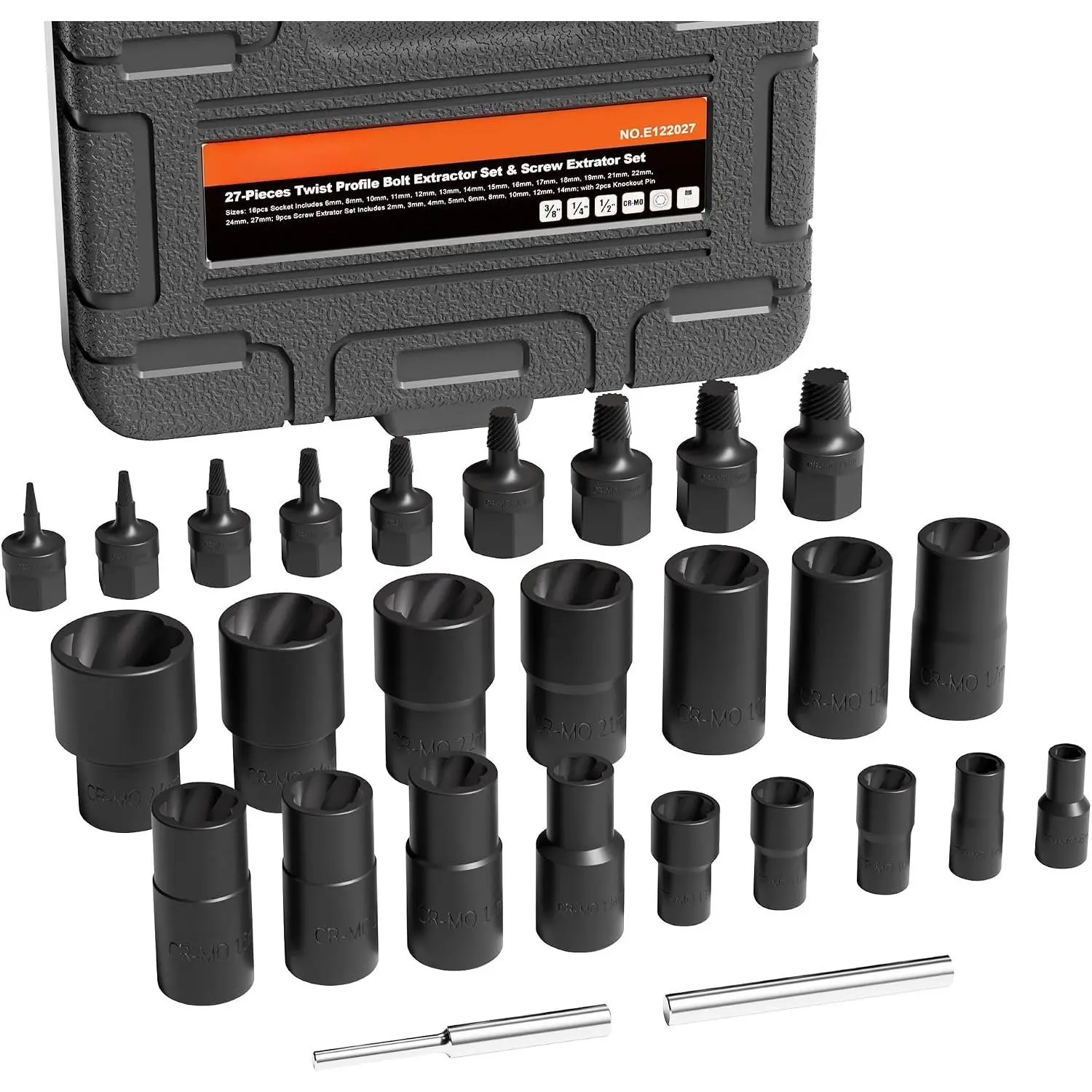 27 count  Twist Socket & Extractor Set, CR-MO Steel