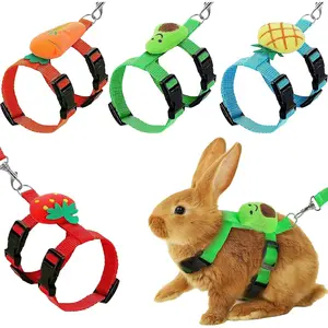 4 Sets Adjustable Bunny Rabbit Harness and Leash Set Small Pet Cute Vest Harness Leash Ferret Harness Guinea Pig Harness Ferret Leash with Decorations for Bunny Kitten Puppy, Small Pets