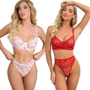 Women’s Lace Mesh Lingerie Set Sexy Underwear Bra Set Suspender Pajamas – Sheer Floral Print Bodysuit Sleepwear, Soft Lightweight See Through Loungewear for Bedroom, Romantic Night & Honeymoon Wear