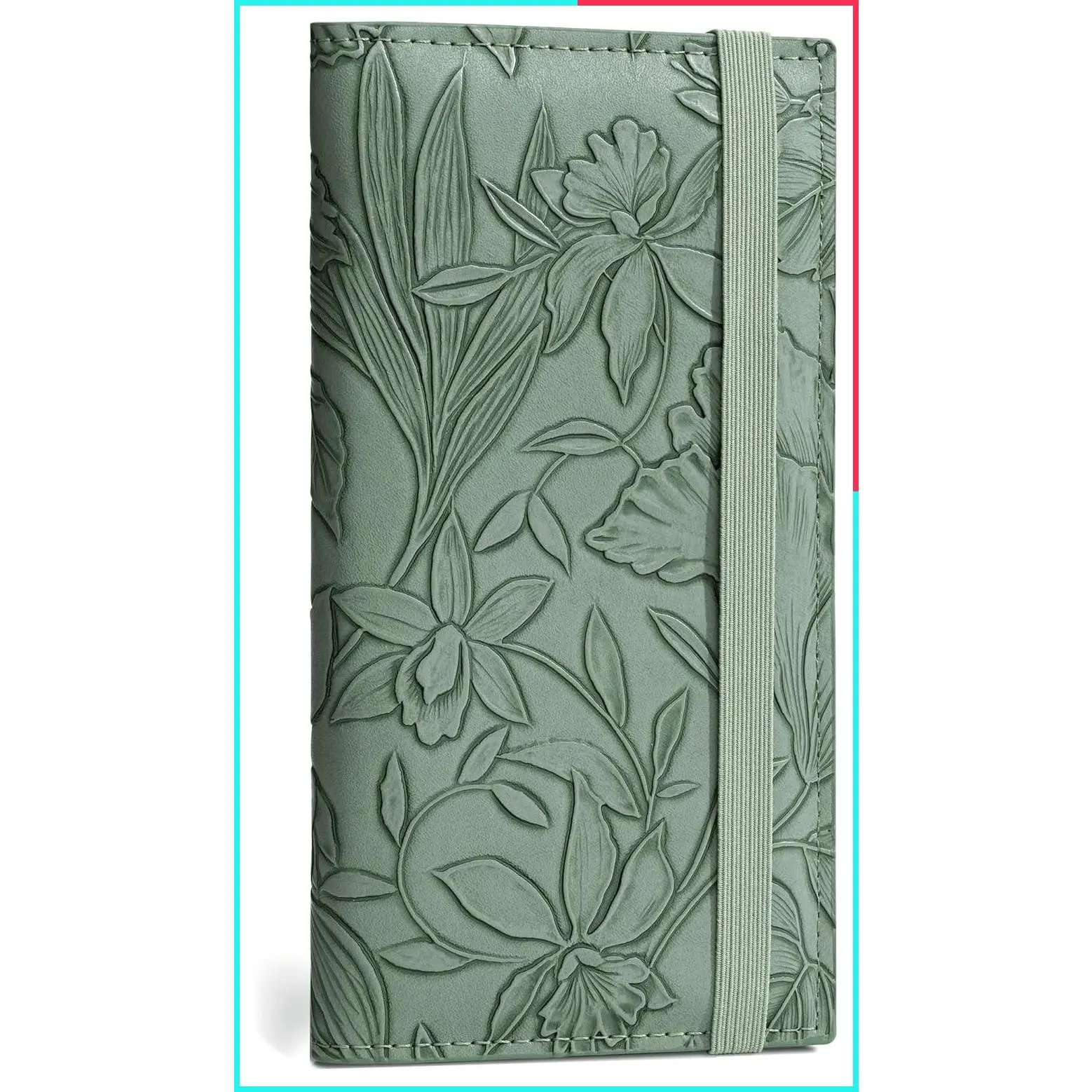 Premium PU Leather Checkbook Cover for Personal Checks, Top & Side Tear Duplicate Checks with RFID Blocking, Unisex - Green