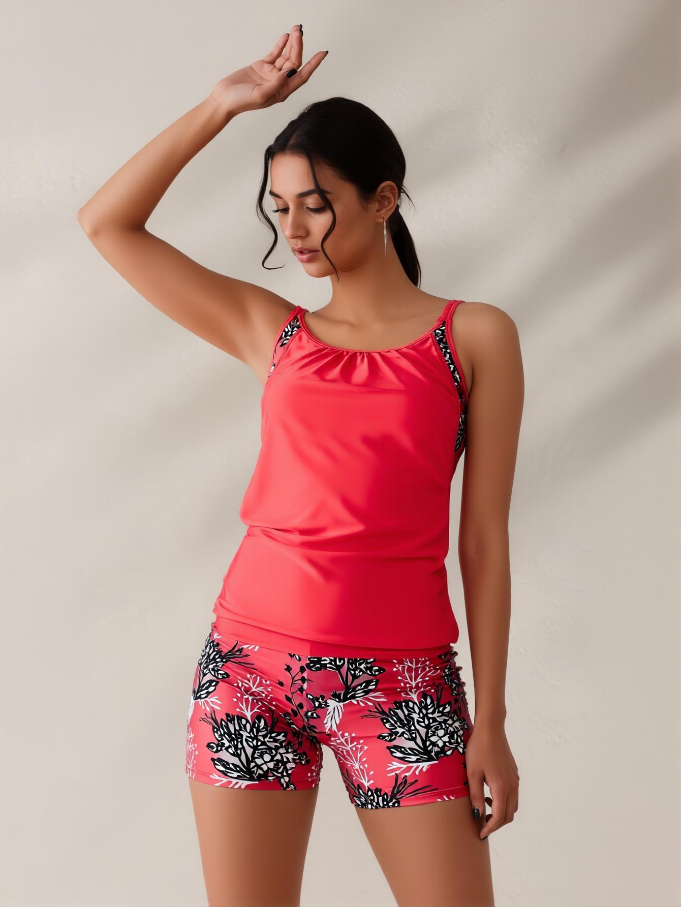 2026 New Arrival Plus Size Swimwear That Hides Tummy, Family Approved Swim, Abercrombie Bikini Inspired Bathing Suits for Women cute Flattering Tummy Control Racerback Tankini with Boy Shorts - Ideal for Beach Days, Pool Parties & Family Vacations