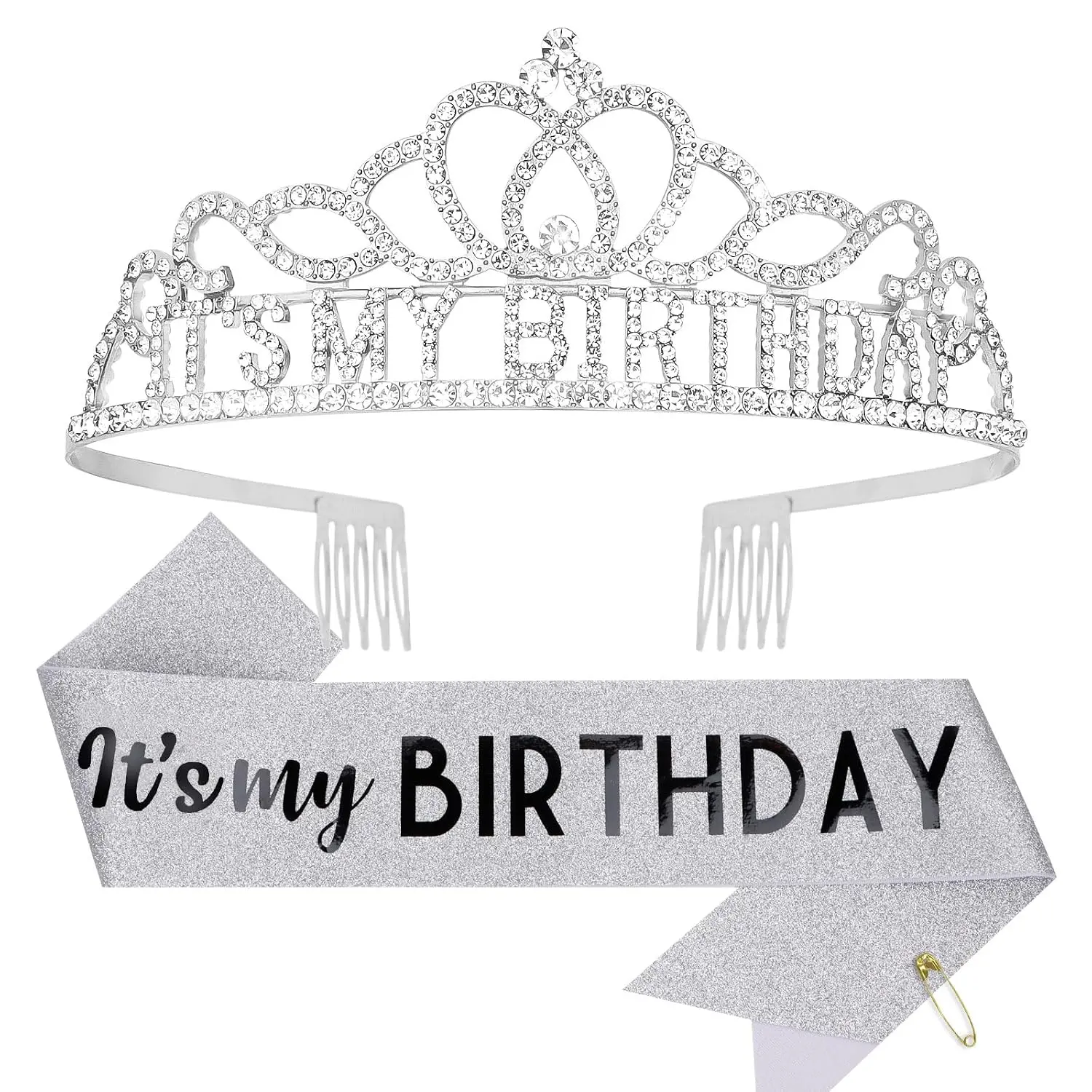 Birthday Crowns for Women - Its My Birthday Sash and Crown Set for Adult Women -