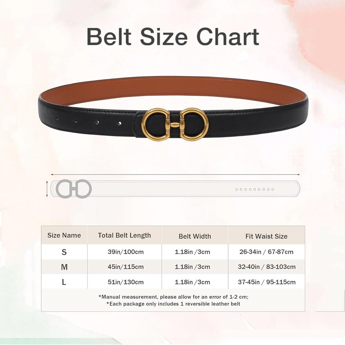 AWAYTR Elegant Reversible Belt for Women Two-in-One Ladies Fashion PU Leather Belts with Horseshoe Buckle for Jeans Dress Style