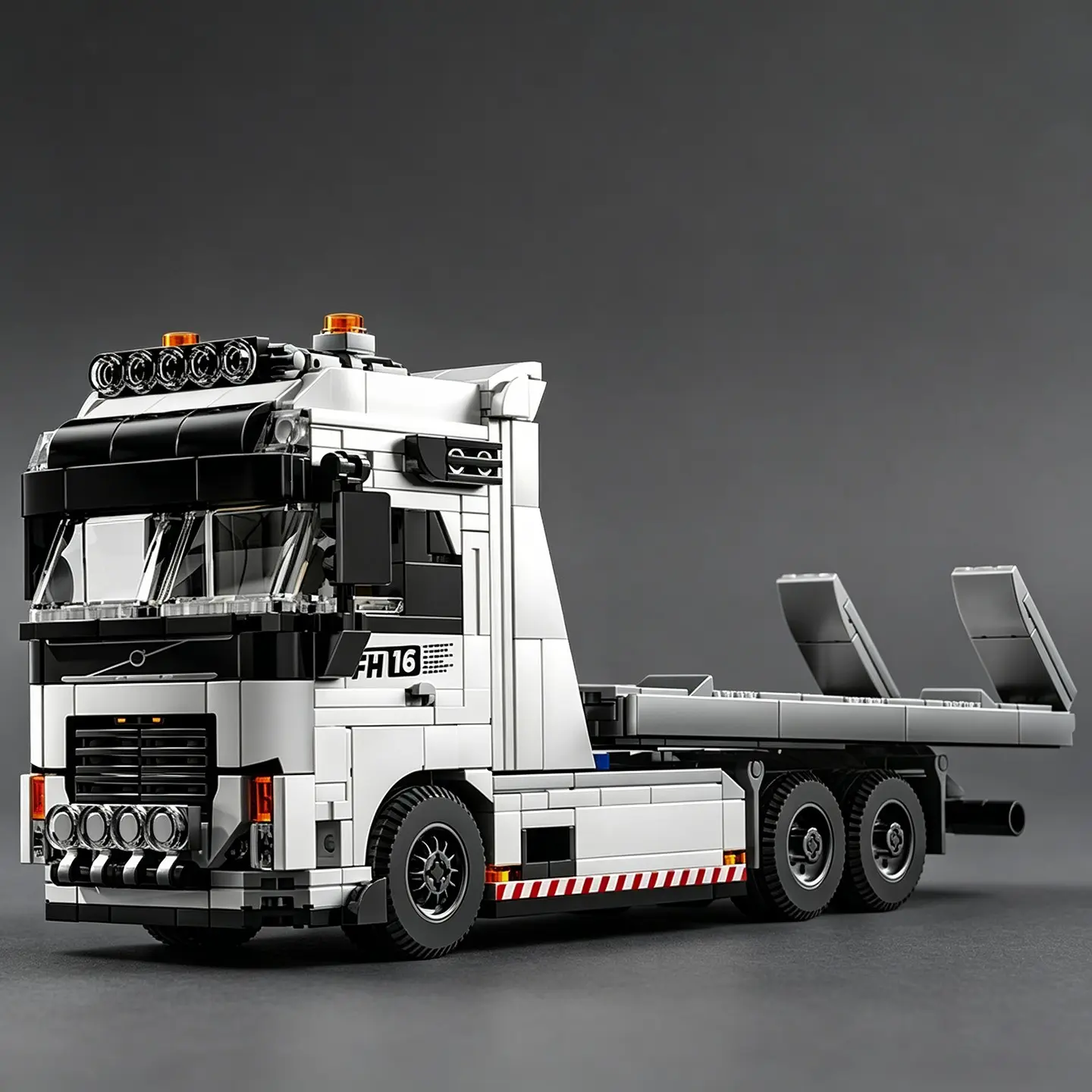 2026 New City Series Road Rescue Car Fh16 Truck Cargo Trailer Model Kit, 3D Puzzle Toy for Boys, Moc Building Block Collectible Figure