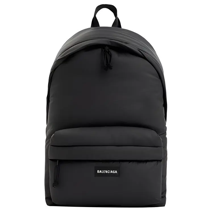 Balenciaga Letter Logo Nylon Backpack for Men, Black