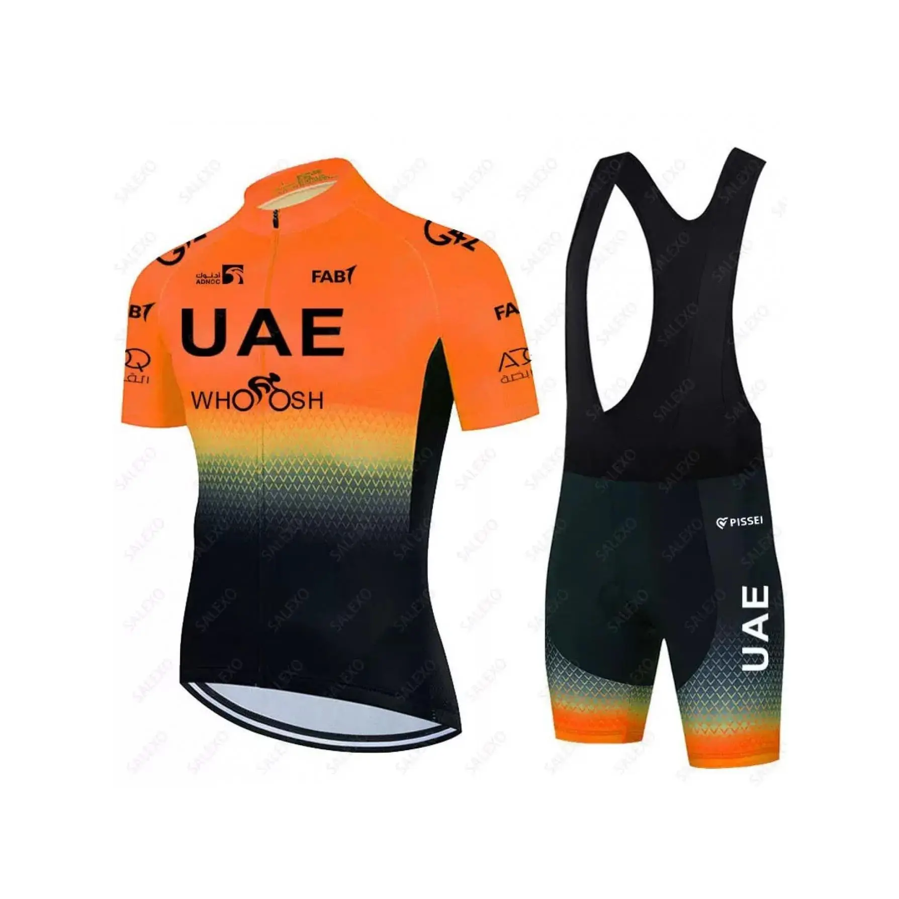 Men's outdoor cycling road bike UAE cycling set - breathable cycling shirt with three rear pockets, cycling shorts, quick-drying men's cycling top and shorts set