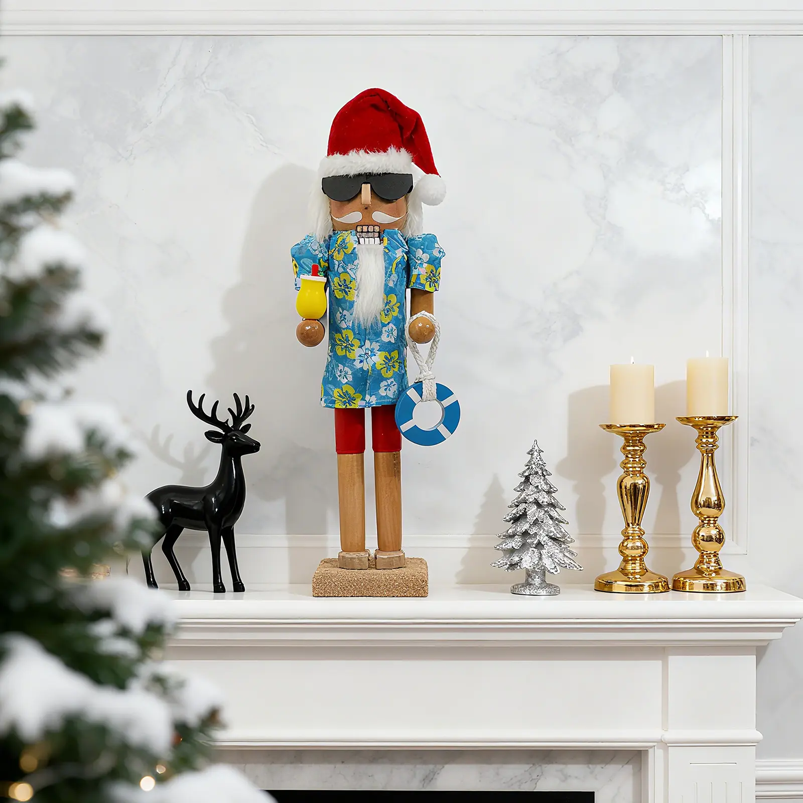12" Christmas Hawaii Nutcracker Decor Wooden Hawaii Life