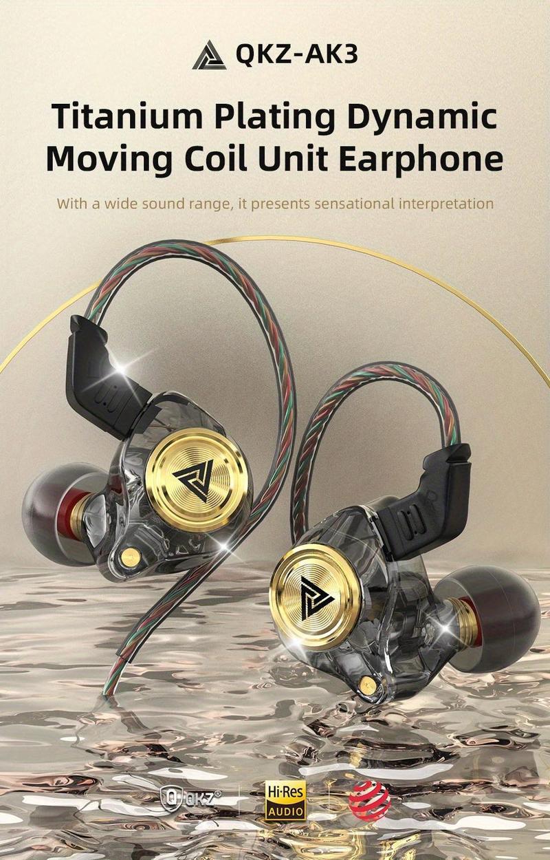 QKZ-AK3/AK6 Wired In-Ear Earphones with Mic – HiFi Subwoofer, Noise Cancelling, 3D Stereo Sound for Gaming, Sports & Gym
