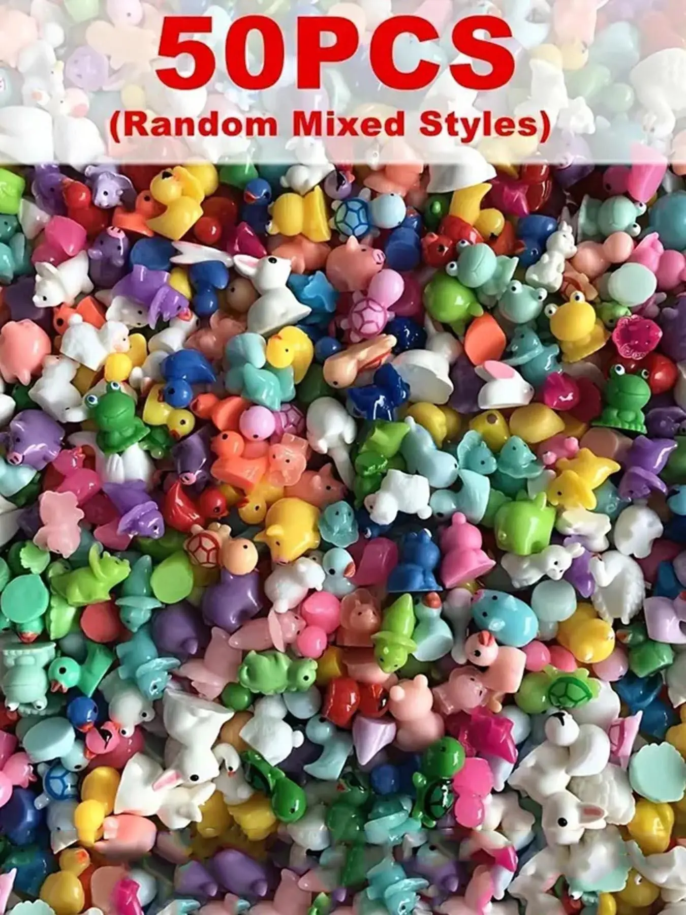 50pcs Miniature Resin Animal And Mushroom Figurines In Mixed Shapes, Multi-colored Animal Decorations, Nature Ornaments, Cute Figurines, Suitable For DIY Bonsai, Craft Decorations, Aquarium Decorations, Holiday Party Decorations