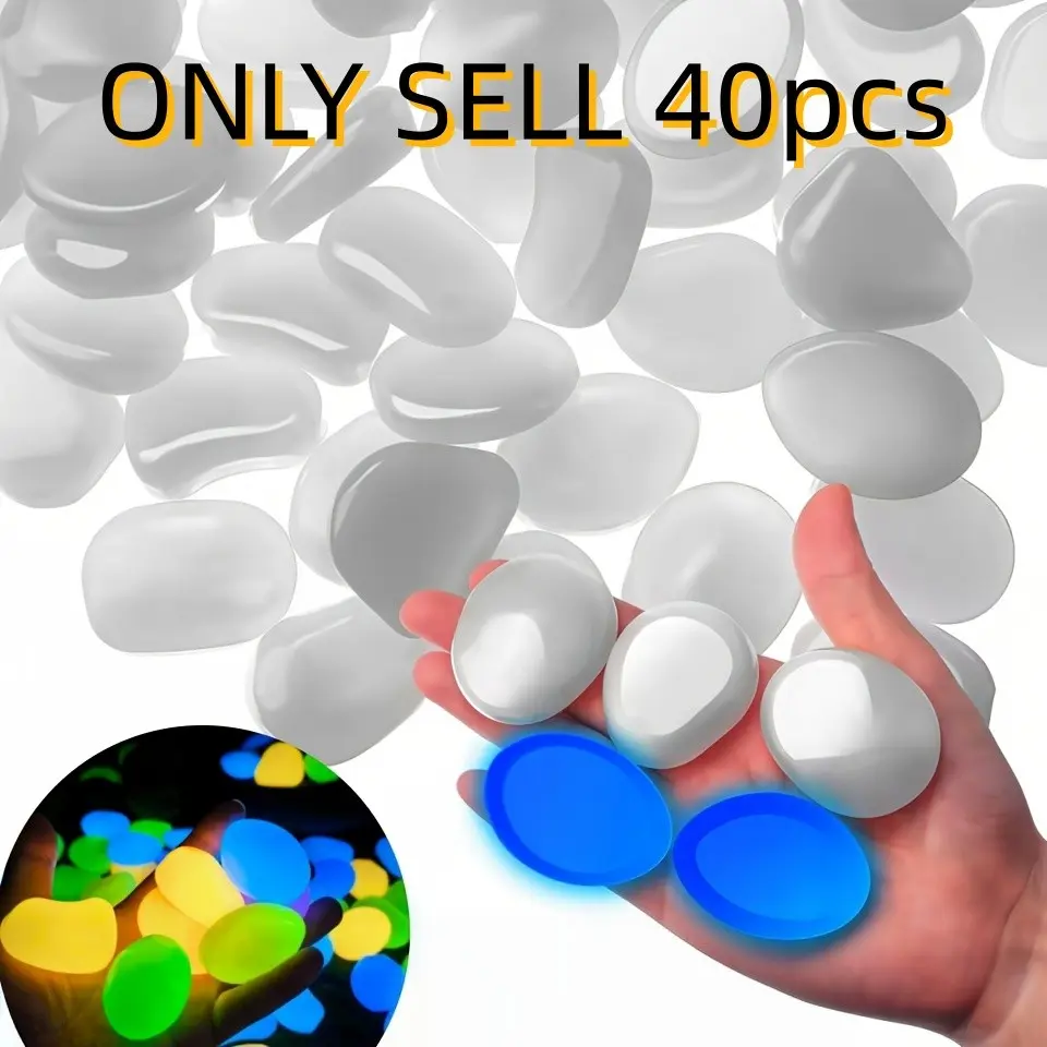 Super large dreamy luminous stone, diameter 4.5 cm/1.77 inches, weight approximately 1.32 pounds (40pieces), suitable for garden landscapes, fish tanks, starry sky landscapes, and night light stones, suitable for home/outdoor decoration