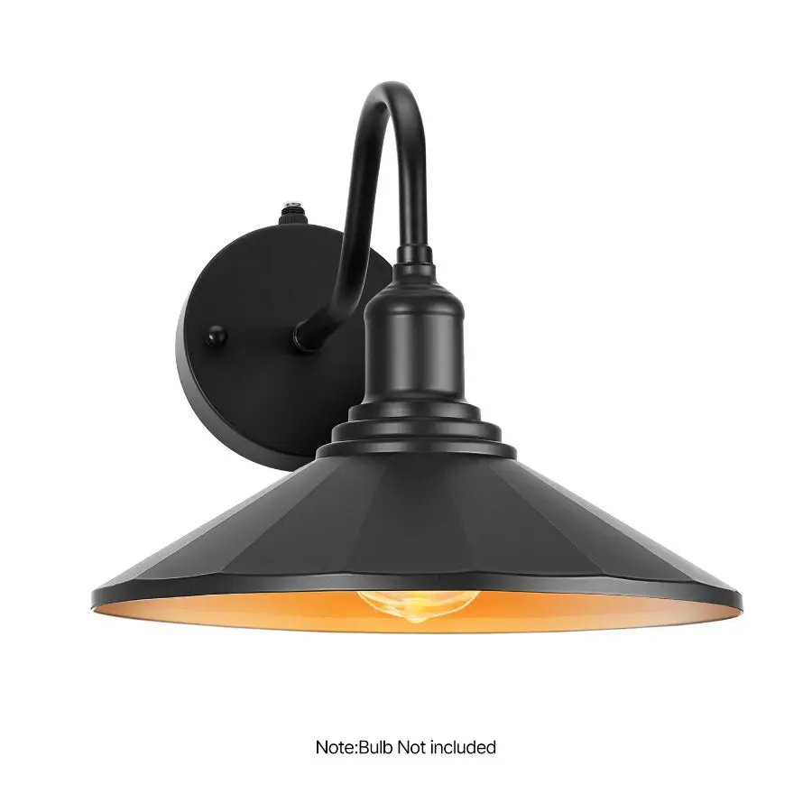 VEVOR 2-Pack Black Gooseneck Barn Light, 11.5 in Diameter Dusk-to-Dawn Anti-Rust Exterior Fixture, E26 Bulb Compatible Wall Sconce for Porch, Exterior Walls, Gooseneck Light