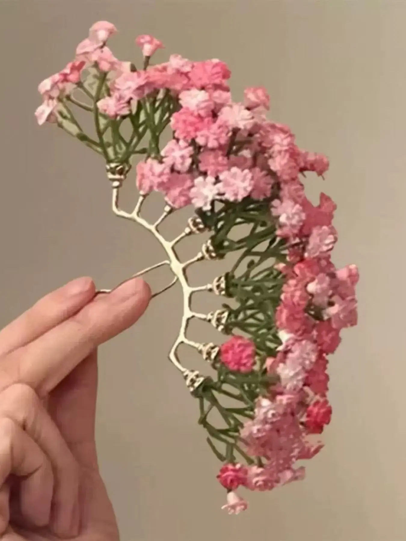 Gentle Starry Design Artificial Flower Hair Comb, Vine Shape Side Clip, Forest Bride Headpiece, French Countryside Dry Flower Hairpin