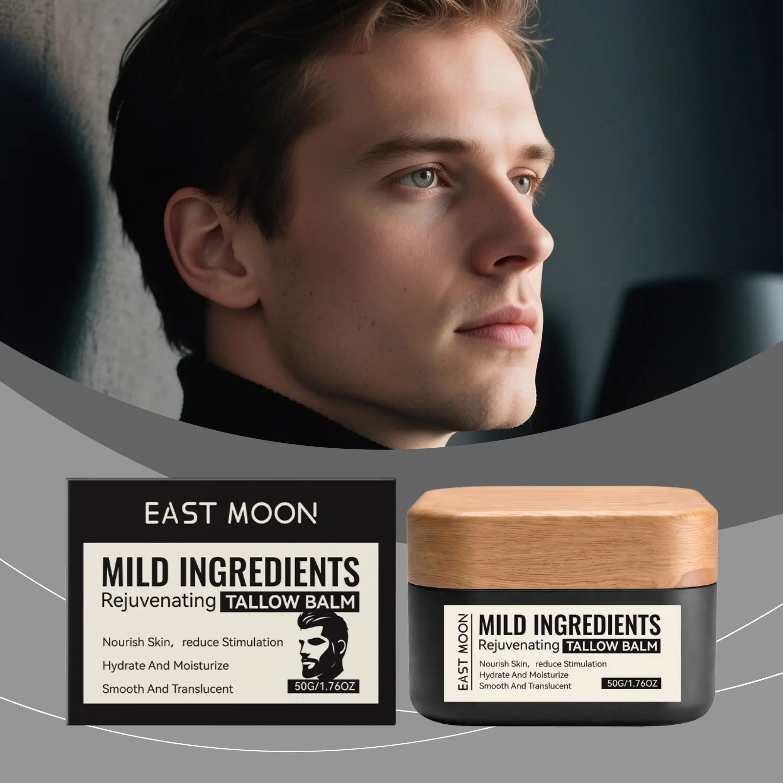 East Moon Men's Facial Moisturizer - Gentle Ingredients, Smooth And Easy To Apply, Delicate And Softening Skin Care