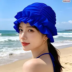 Women's Viral Aesthetic 2-Pack Silicone Swim Caps, Extra-Large Polyamide Water-Resistant Set for Long Hair, Anti-Slip Comfy No-Snag Stretch Dome Hair Wrap, Pool Training & Beach Travel Essential Hat Accessory