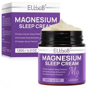 Elbbub Lavender Magnesium Sleep Cream, 120g, Natural Ingredients, Relieves Anxiety, Promotes Sleep, Moisturizes Skin, Suitable for All Skin Types
