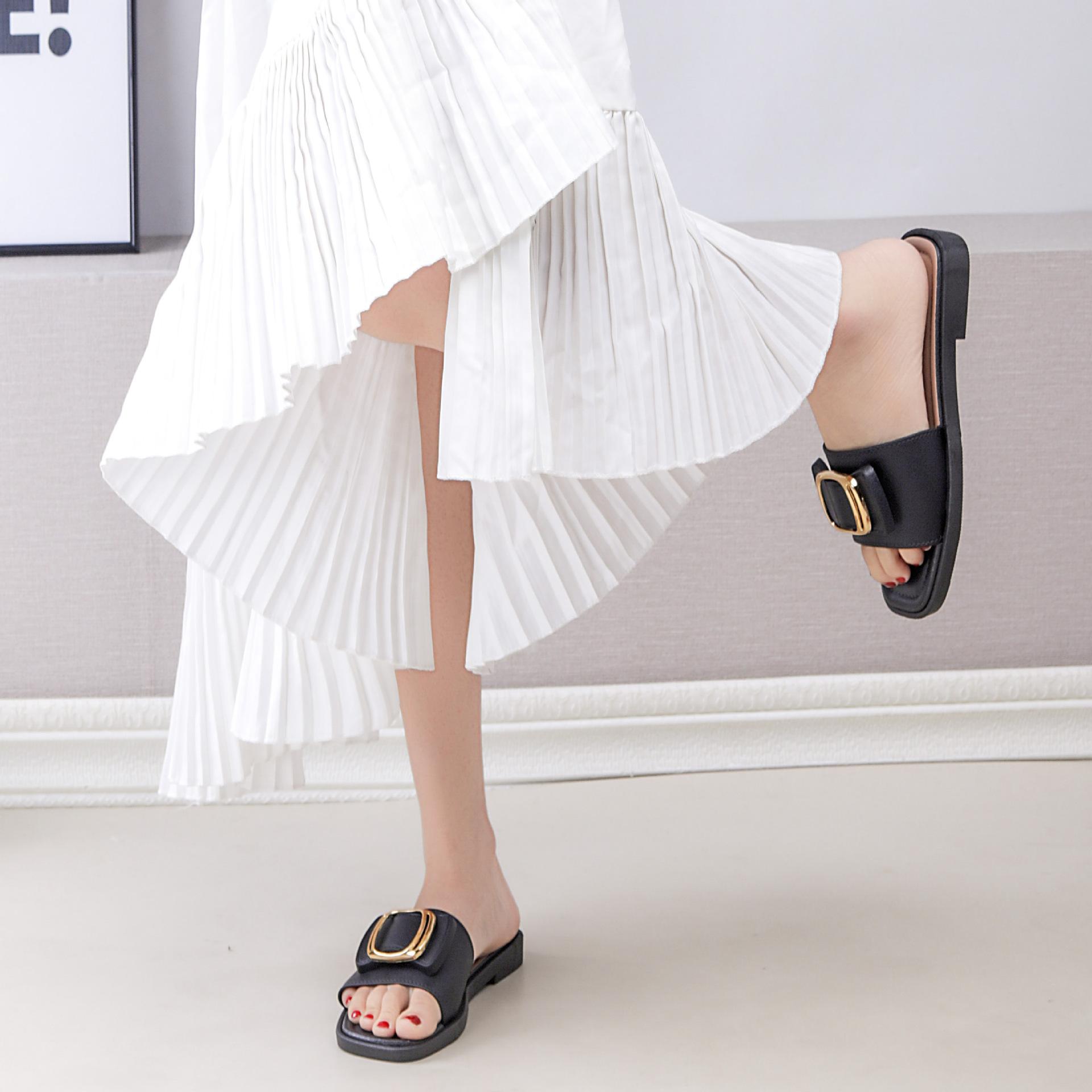 New summer bowknot women's sandals for outdoor wear, non-slip soft-soled flat fashionable home and outdoor slippers