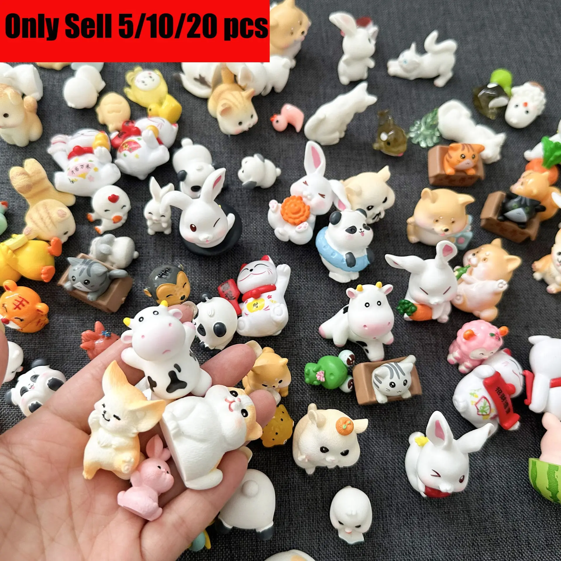 TOOUEE Mini Resin Animal Figurines Blind Box – Figurine Set 5pcs/10pcs/20pcs Random Cute Collectible Tiny Animal Figure, Surprise Mystery Toy Gift for Birthday Christmas Halloween Party Favor, Shelf Desk Fairy Garden Decor