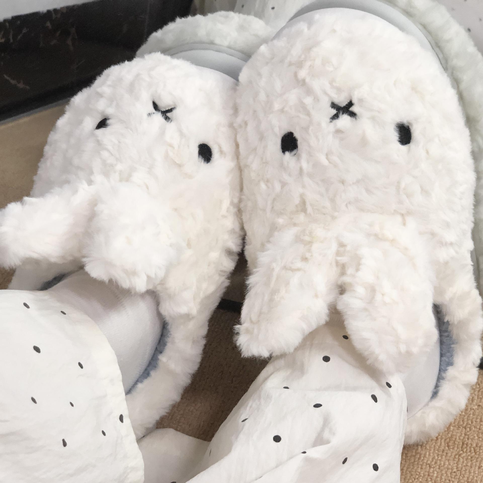 Miffy Winter Comfort Warm Cartoon Cute Anti Slip Slippers Kawaii Plush Cotton Slippers for Women Gift Toy
