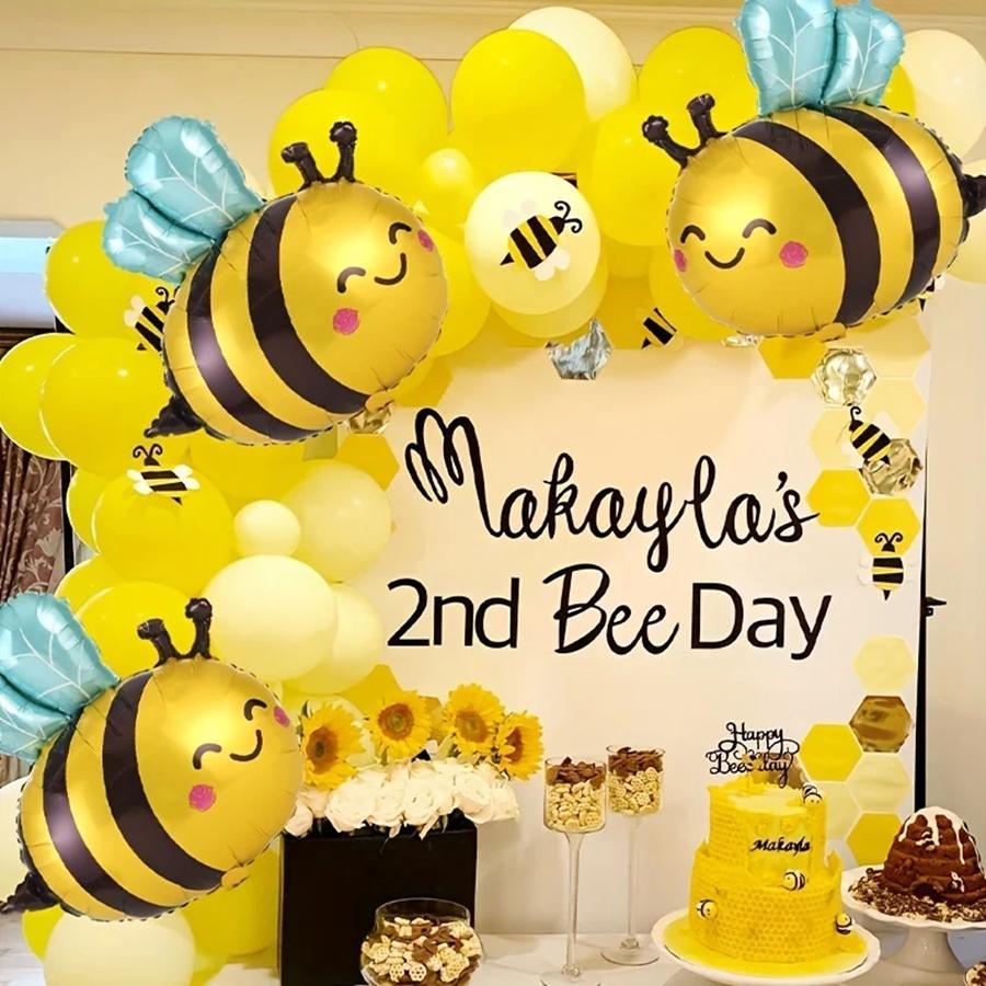 3pcs/6pcs Cute Bee Balloon Set for Party Scene Arrangement -AluminumFilm Balloons with Animal Design
