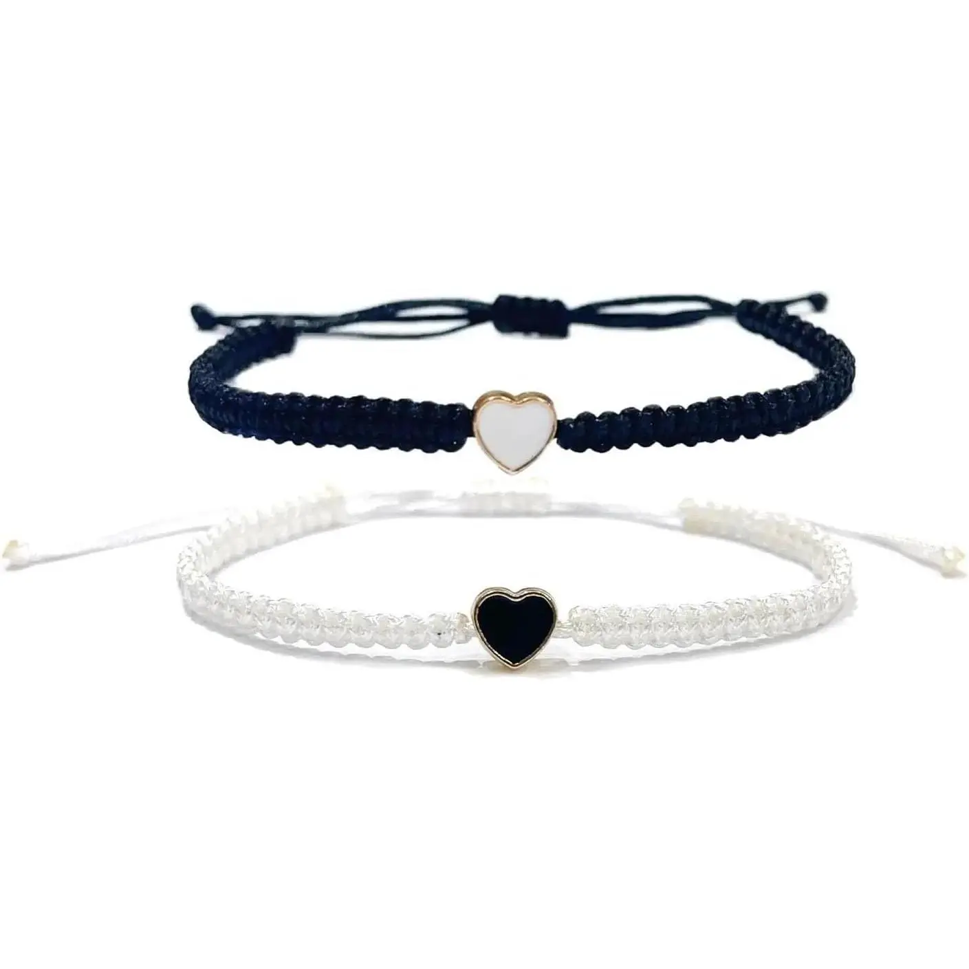 2 count Colorful Heart Beaded Matching Bracelets Cute Heart Braided Adjustable Couple Friendships Bracelets Set Long Distance Bracelets for Lover