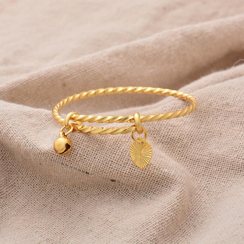 Gold Color Bangle for Girls/Baby/Kids Charm Gypsophila Bracelet Small Bell  Heart Jewelry Child Christmas Gifts