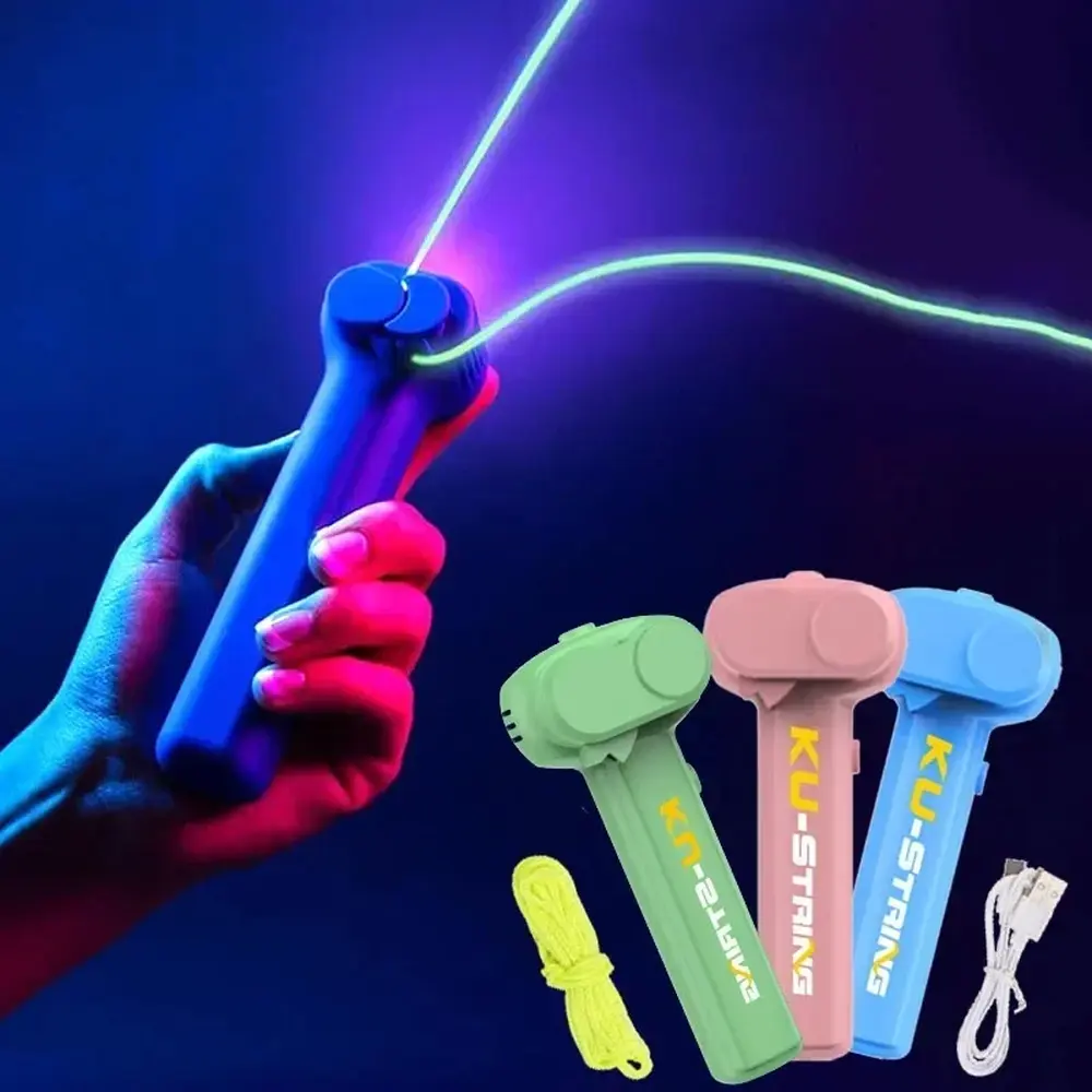 Glow-in-the-dark String Launcher Toy, Luminous Portable Handheld Rope Fidget Toy Stress Relief Toy Kids Party Holiday Gift