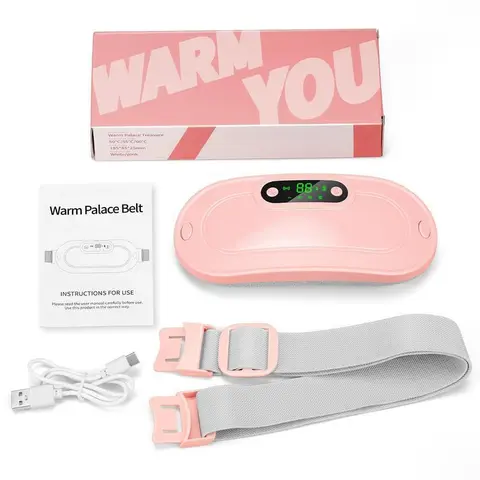 Portable Heated Pad Belt - Adjustable Compact ABS Plastic Belly Wrap with Auto Shutoff Timer, USB Port, 2200mAh Lithium Ion Energy Efficient Design for On-the-Go Resting Period Cramp Relief, Menstrual Heating Pad
