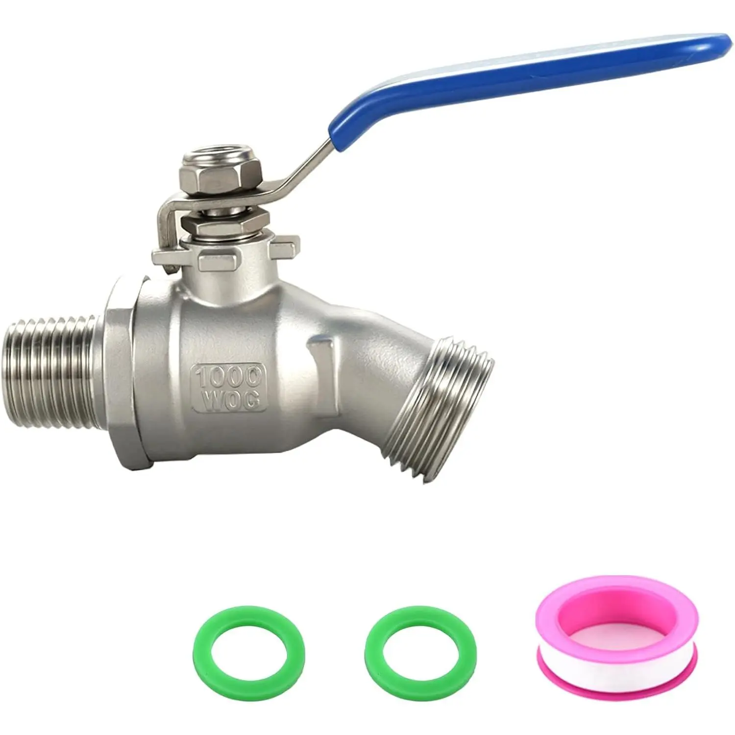 304 Stainless Steel 1/2 Inch NPT Male Hose Bib,Heavy Duty Outdoor Faucet, 3/4" Male GHT Threaded, , Full Flow outdoor water spigot