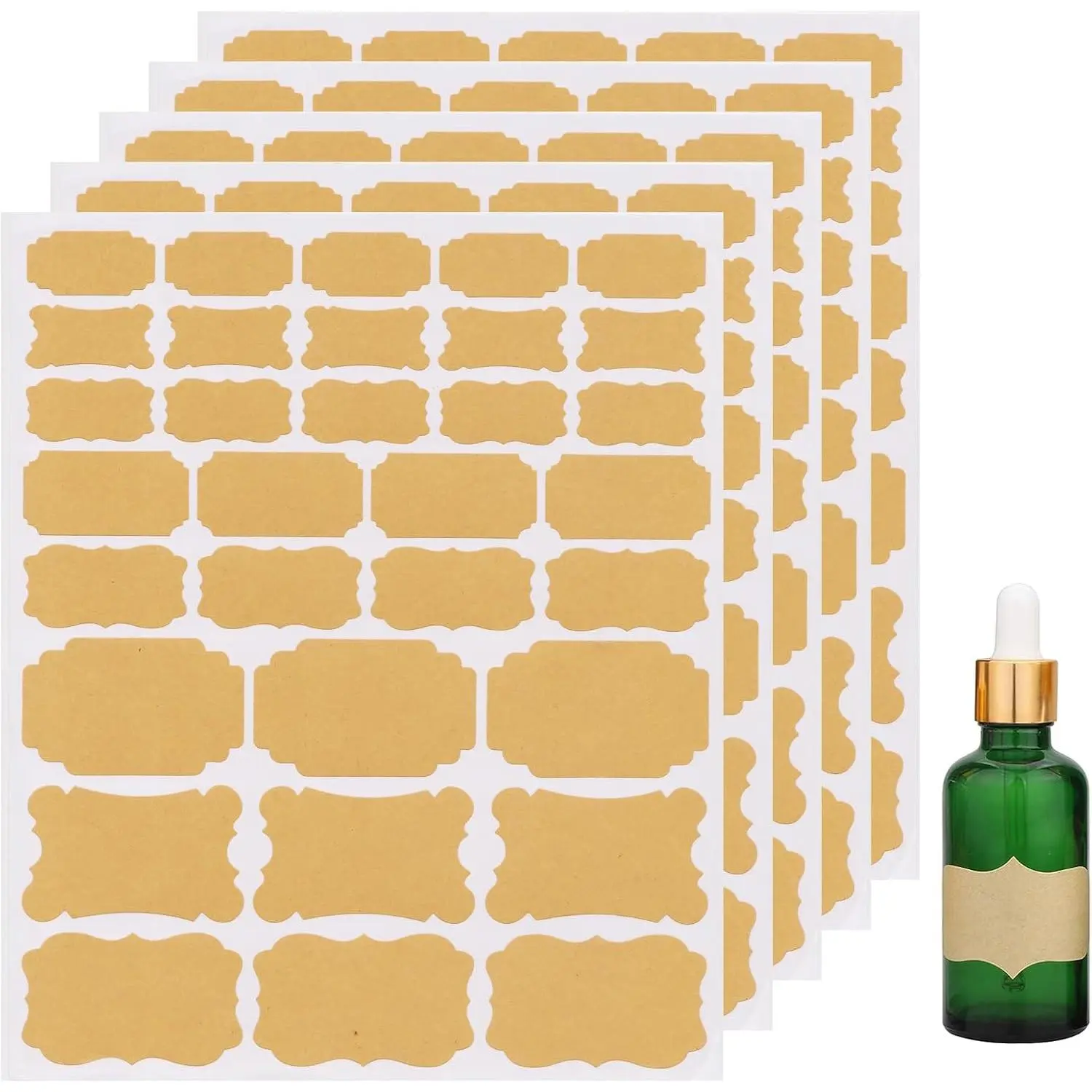Brown Label Sticker Small Jar Label for Jars and Bottles Pretty Blank Labels Write  Sticker  Pantry Label (160pcs)