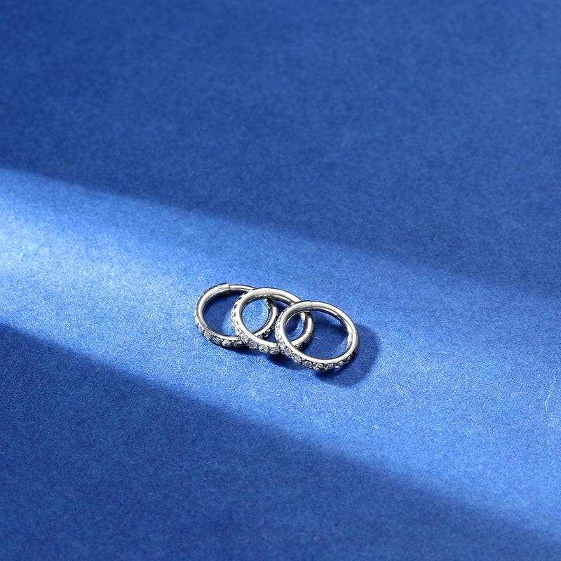 Cassieca 1 Count G23 Titanium Nose Rings Hoops Conch Piercing Jewelry 16G 18G 20G Hinged Segment CZ Paved Clicker Rings for Septum Cartilage Daith Helix Rook Tragus Ear Lobe Earrings for Women Men 6mm/8mm/10mm Daily