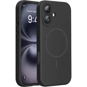 Miracase Compatible with iPhone 16 Case, [Soft Anti-Scratch Microfiber Lining], Compatible with MagSafe, Liquid Silicone Case Shockproof Drop Protection Phone Case for 16,Black