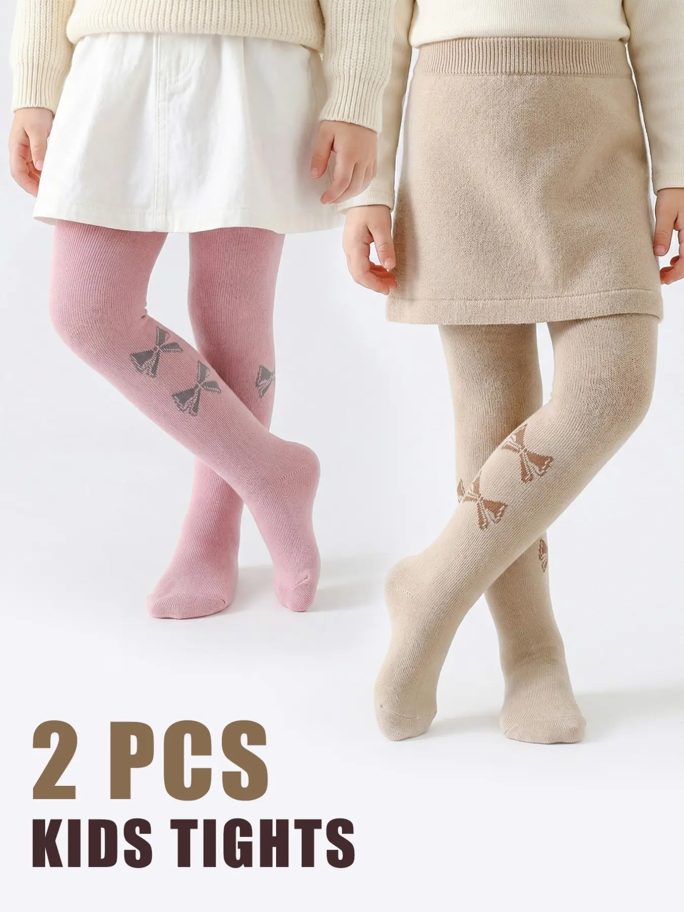 2 PCS kids baby leggings, Girl's tights Simple tight pants with bow patterns, medium thickness, suitable for spring and autumn.