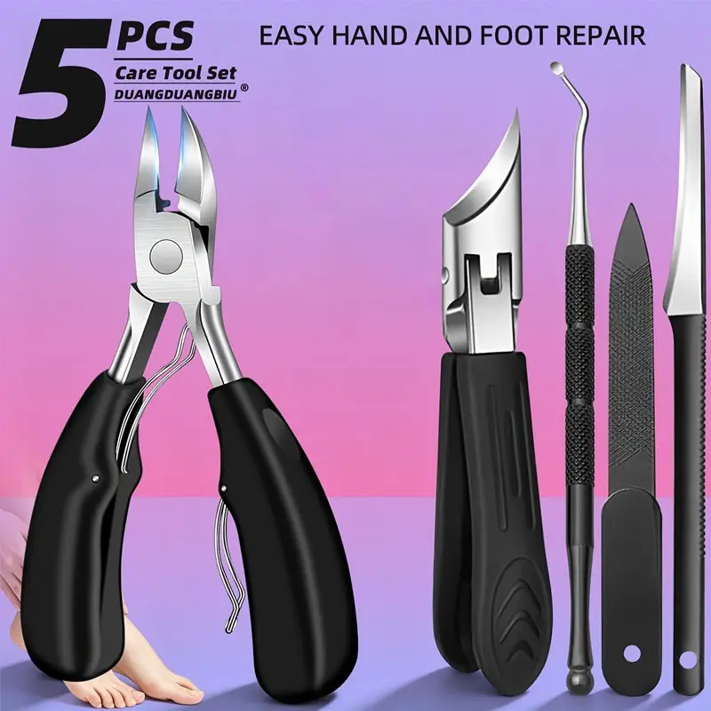 6 Piece Multi-Functional Manicure Tool Kit, Dual Claw Ingrown Nail Clippers, Dead Skin Remover, File, Home Thick Nail Care Set, Ingrown Toenail Kits And Tools