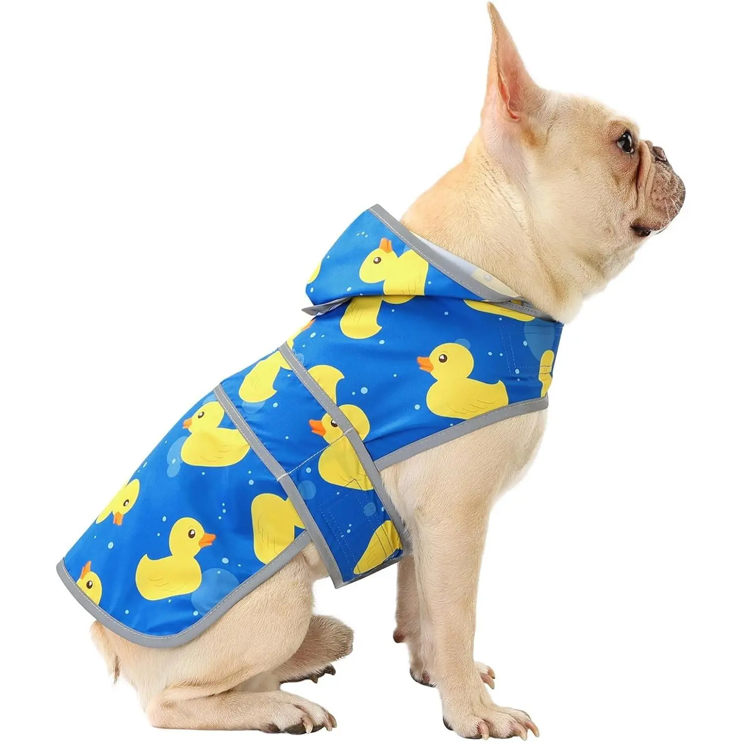 Hooded Waterproof Dog Poncho Raincoat, Adjustable Lightweight Pet Clothing with Reflective Strips & Leash Hole for Small, Medium, Large Dogs & Puppies