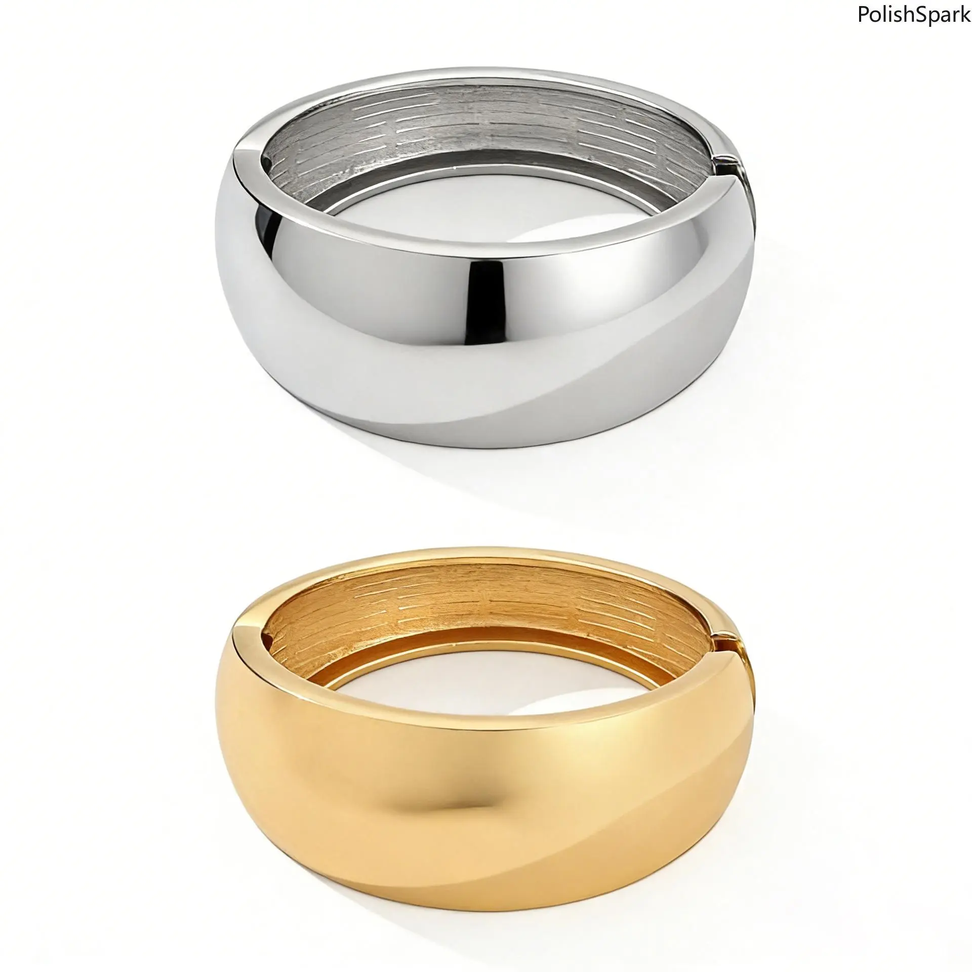 Women's Wide Dome Open-Cuff Statement Bangle, Fashionable Bracelet for Daily Wear Fashion Accessory