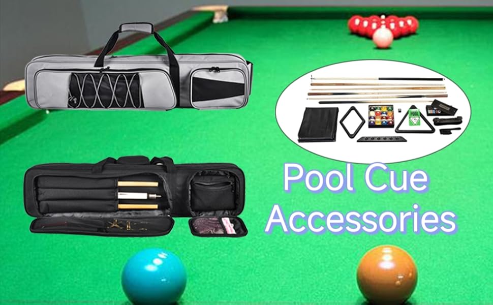 Pool Cue Case 4x5, Lightweight Pool Stick Holder Bag with Multi Pockets and Shoulder Strap, Soft Padded Billiard Stick Carrying Case Holds 4 Butts and 5 Shafts