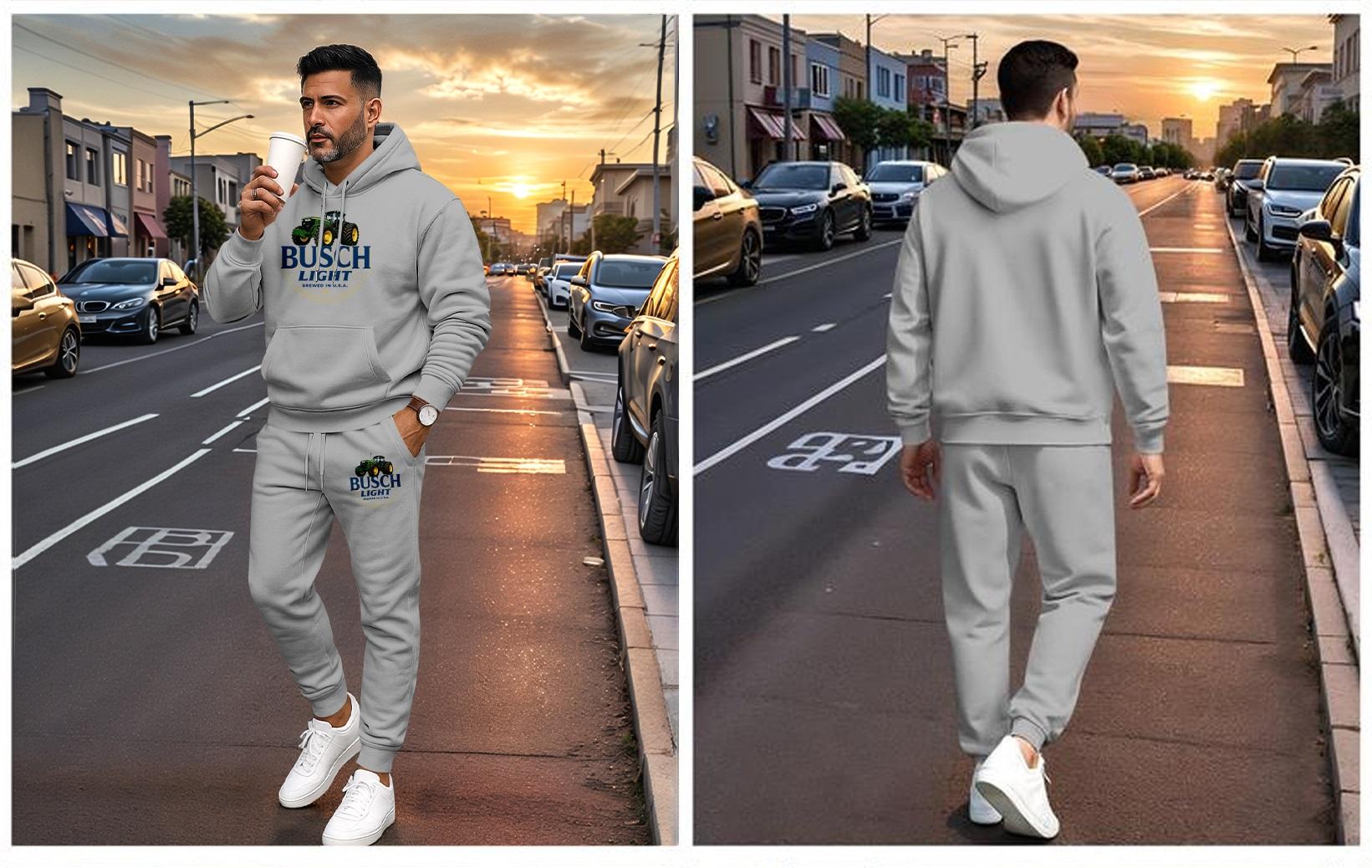 Men's Vintage Drink-Themed Hoodie And Sweatpants Set Classic Western Style, Comfortable Men's Sportswear, A Must-Have For Beer Lovers, Perfect For Casual Everyday Wear 08