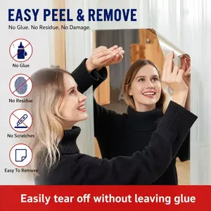 Self-Adhesive Mirror Sticker with Back Tape, 20x40 Inches, Soft Glass Mirror, DIY/glass Door Use, Home Full Body Mirror, Instagram Style Bedroom Reflective Film, Home Decor