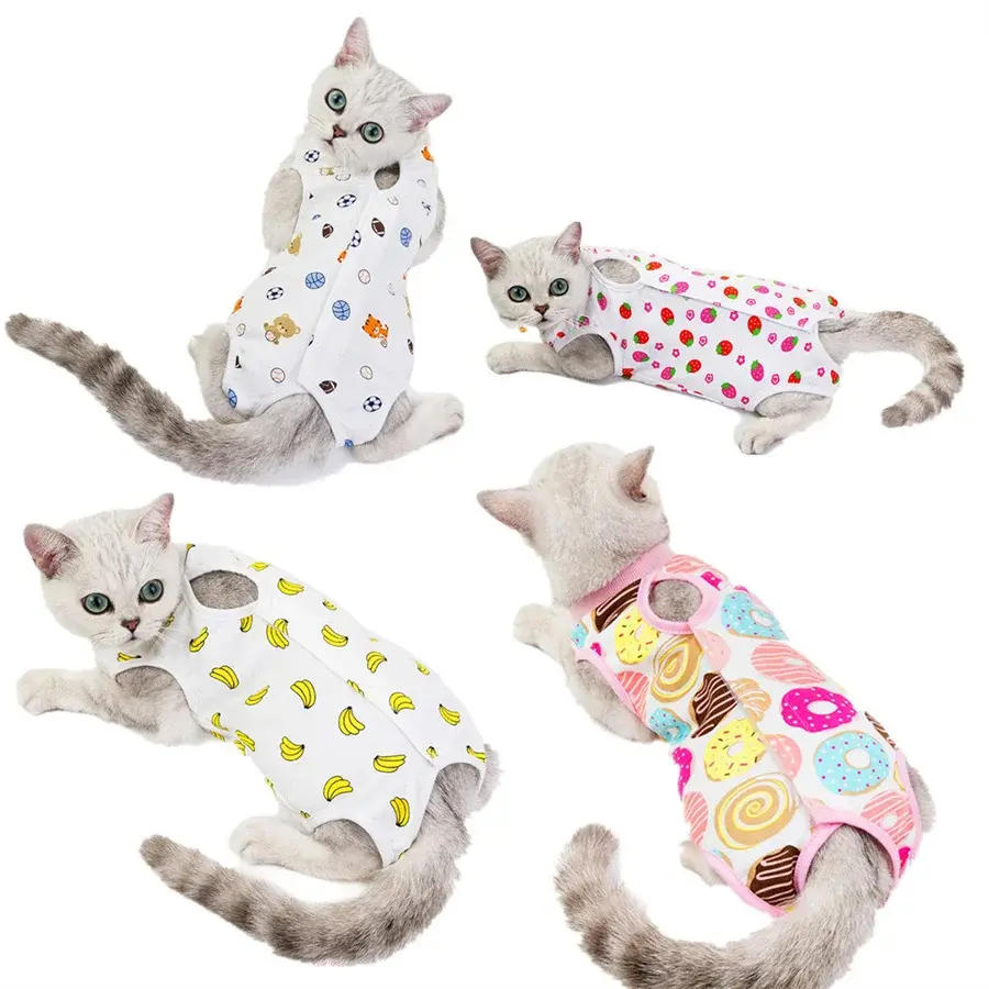 Cat Recovery Suit - Breathable Anti-Lick Post-Surgery Vest, Soft Protective Onesie for Spay/Neuter, Easy-Access Button Closure