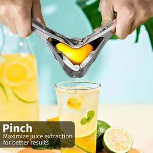 1 Pack Stainless Steel Lemon Squeezer, Foldable Handheld Citrus Juicer with Ergonomic Handle, Manual Press Juicer Tool for Kitchen Cooking and Home Bartending