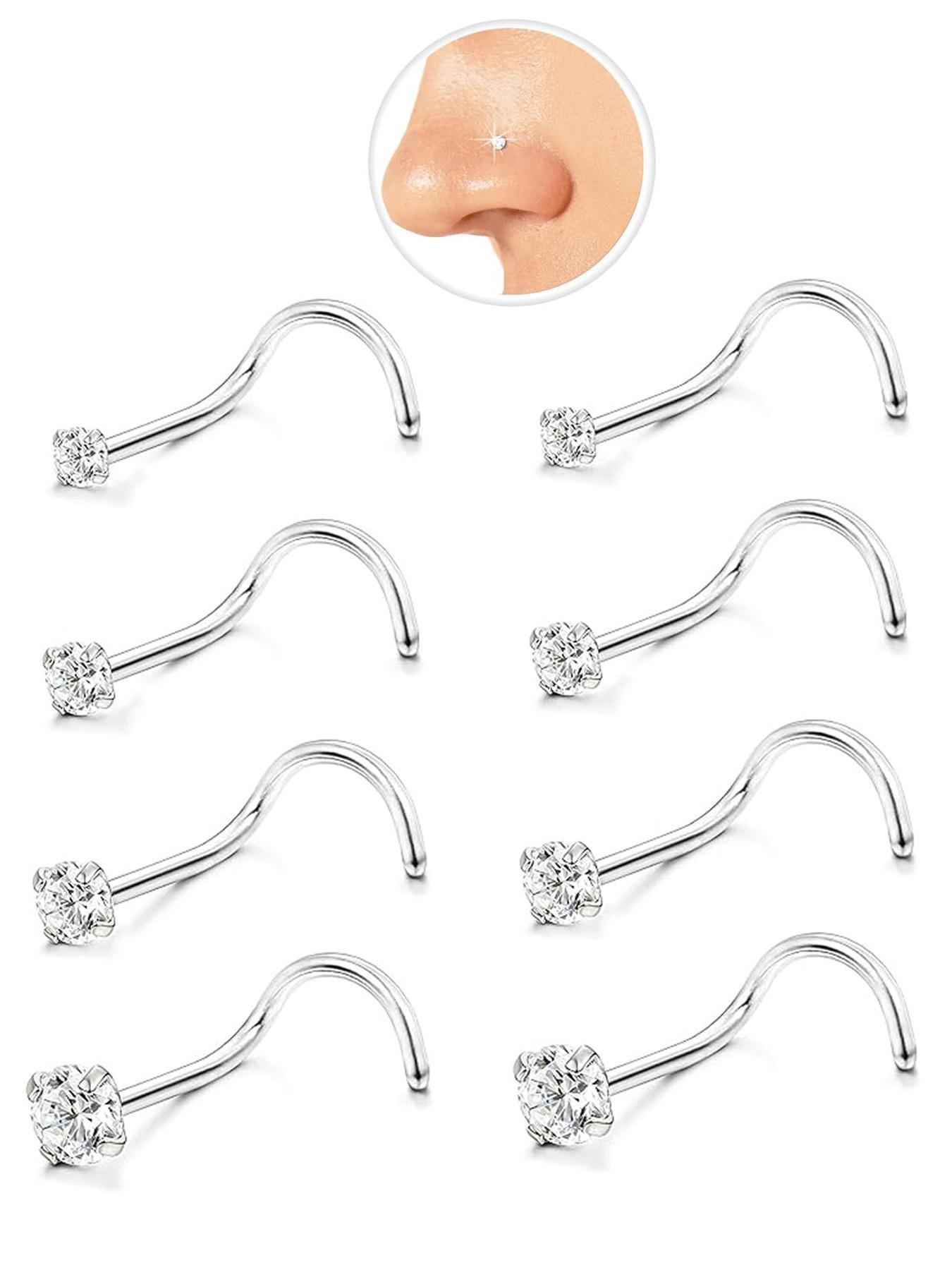 Minimalist Nose Ring, Spiral Nose Ring, Stainless Steel Nose Studs, Hypoallergenic Corkscrew Nose Piercing Stud Jewelry for Women Men, Body Jewelry for Daily