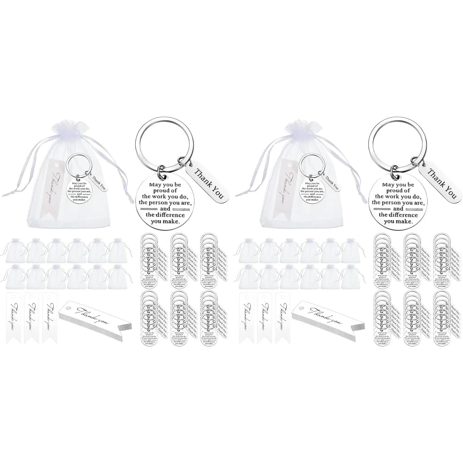 Yinkin 150 Pcs Employee Appreciation Gifts Bulk Thank You Keychains, Silver