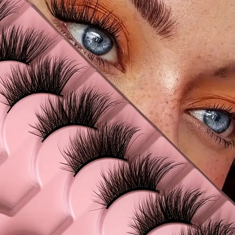 10 Pairs Fluffy Cat Eye and Doll Style Half Lashes, C Curl, 6-15mm, Easy Application False Eyelashes, Reusable, Beginner Friendly