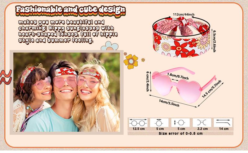 3 Pcs 60s 70s Outfit for Women Hippie Costume Set Disco Flared Pants Groovy Outfit Party Accessories Clothes Womenswear Dress Floral Headband Matching