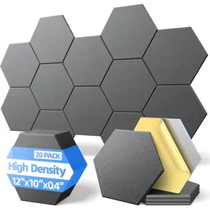 20 Pack Acoustic Panels with Self Adhesive, 12" X 12" X 0.4" High Density Sound Proof  Panels for Walls, Soundproof Wall Panels, Hexagon Sound Absorbing Panels for  Studio Office Decor - Black
