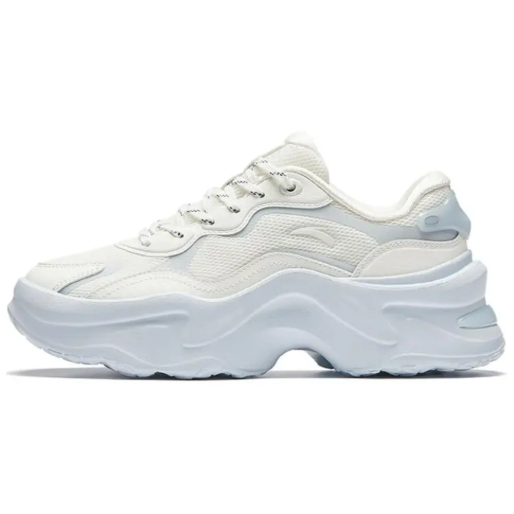 Women's Anta Retro Rabbit Low-Top Dad Sneaker - Mesh, Breathable, Non-Slip, Durable Walking Footwear, Ivory White, Verifiable Credentials & Global Authentication Trainer