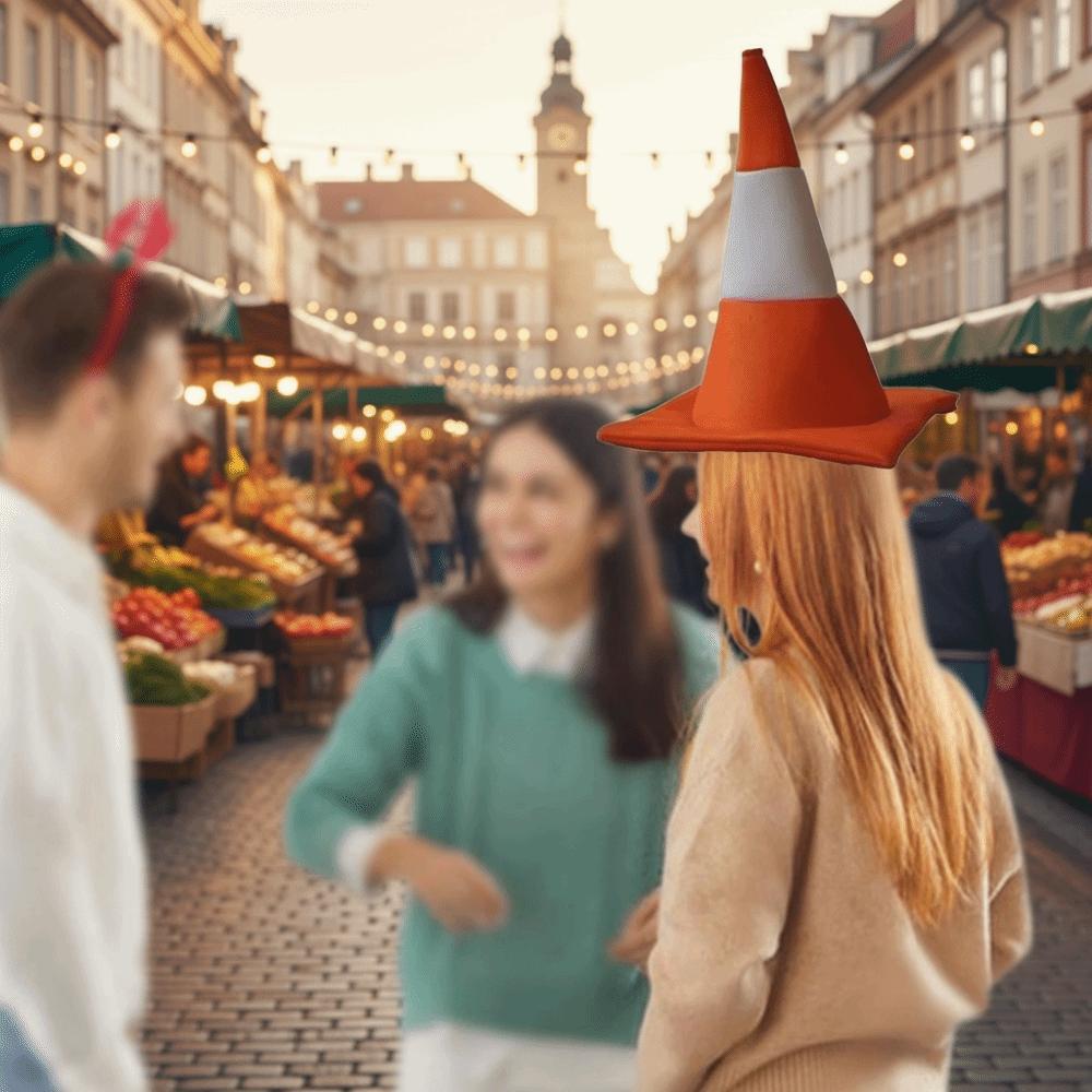Funny Foldable Traffic Cone Hat Dress Up Masquerade Stage Hat Role Play All Age Halloween Costume Funny Hat Cosplay Event