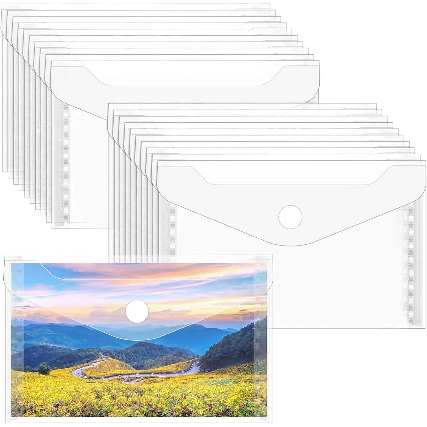 20 Pack Small Clear Plastic Envelops with Snap Closure, 3 x 5 Inch | , , Vertical  and  Storage Pockets, Sticker Organizer Pouch, Receipts Holder, Photo Storage Folder