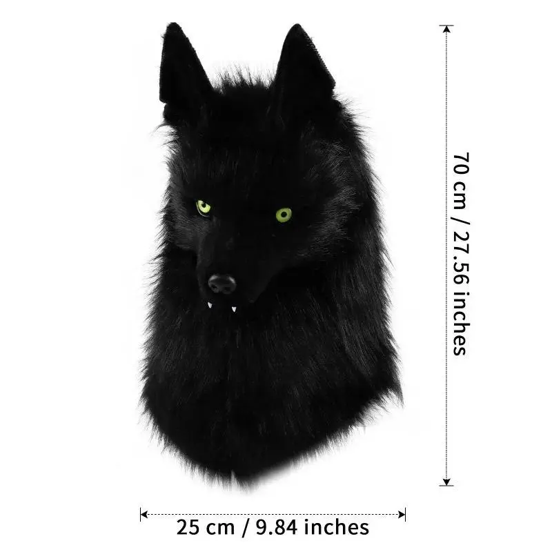 Comfortable Faux Fur Full Head Therian Mask - Animal Wolf, Dog, Fox Cosplay Costume Accessory for Party, Halloween Festive Gifts