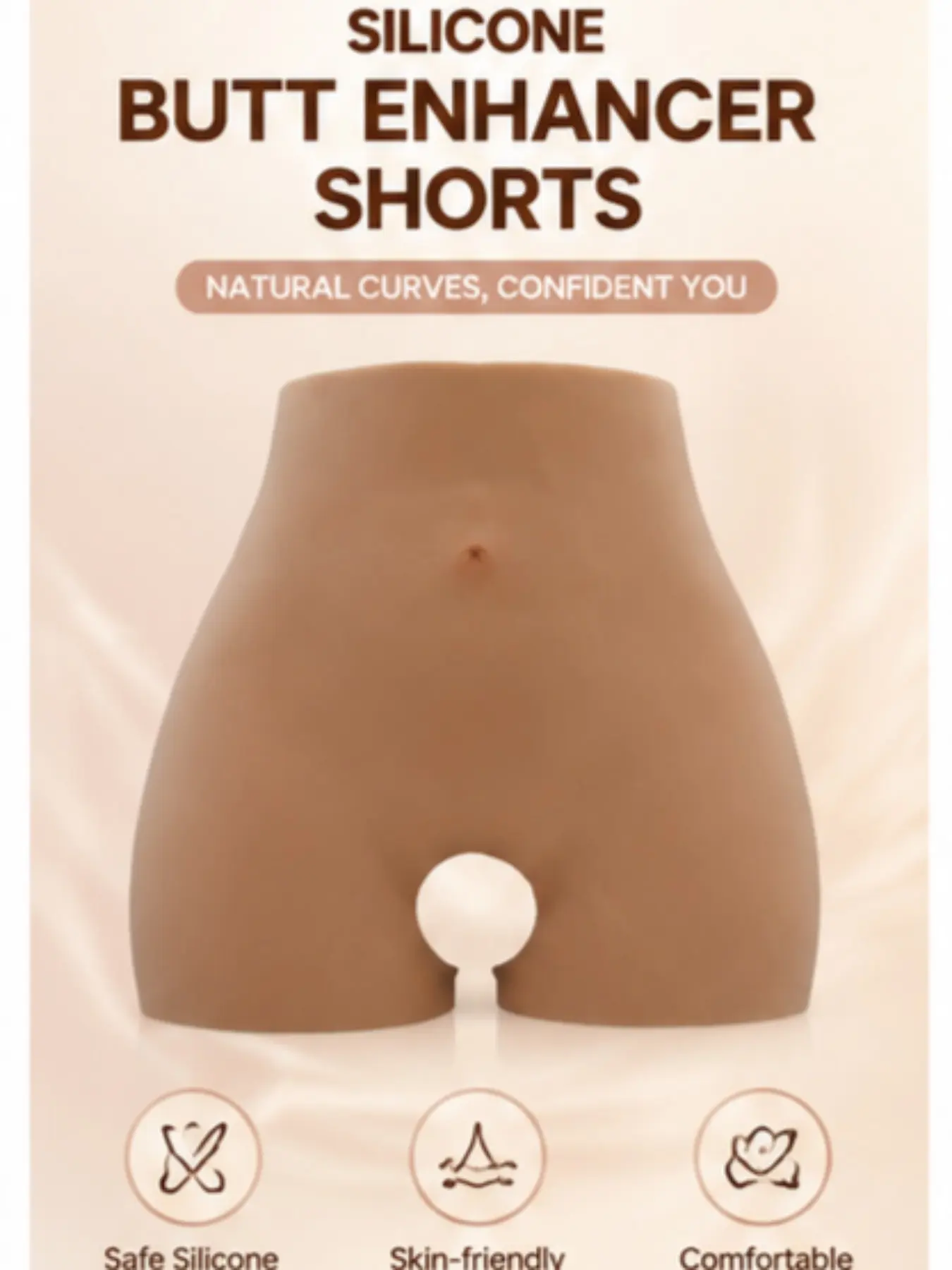 Silicone Butt Lifter Shorts, Thickened Fake Buttocks Open Crotch Design, Unisex Invisible Innerwear, Comfortable for Long Sitting